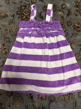 Kids Toddler Purple and White Striped Ruffle Sundress Coverup